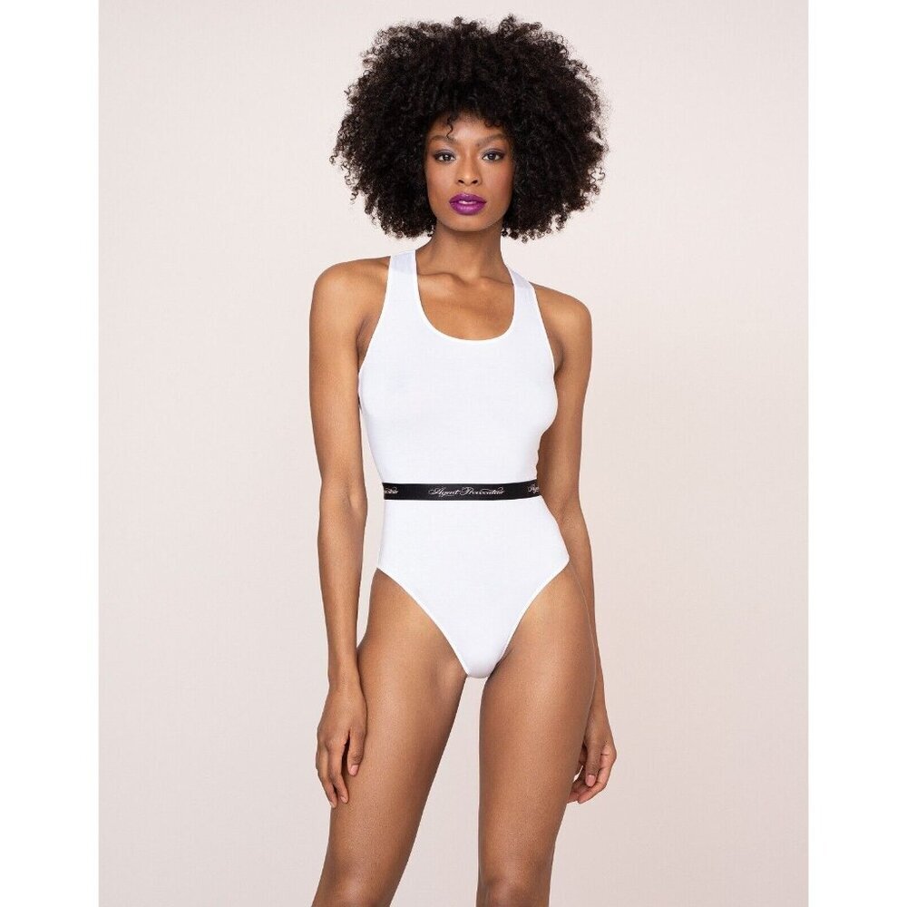Agent Provocateur Clea White AP Logo Bodysuit AP3 Medium New
